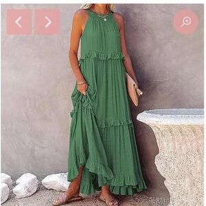 Brand New- Elegant Green Maxi Dress